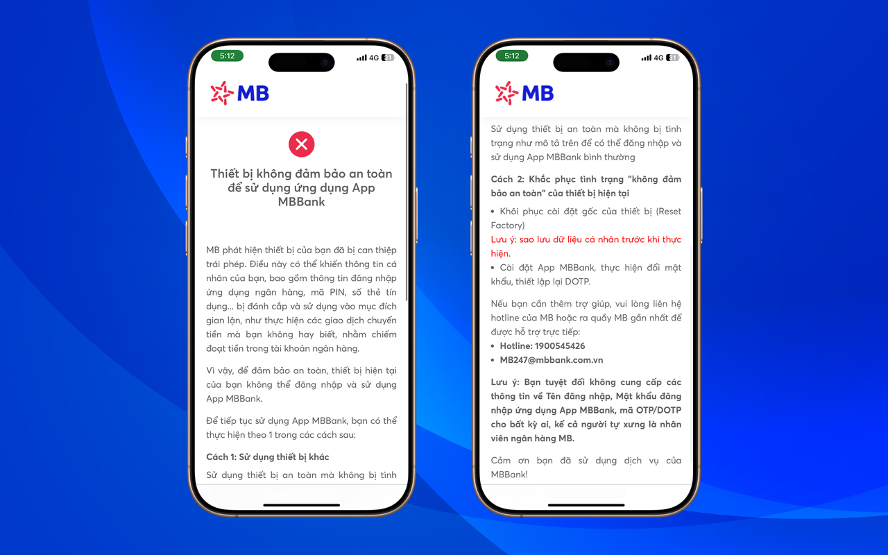 Hình minh họa bài viết: App MBBank chủ động chặn phần mềm độc hại chiếm quyền trên điện thoại