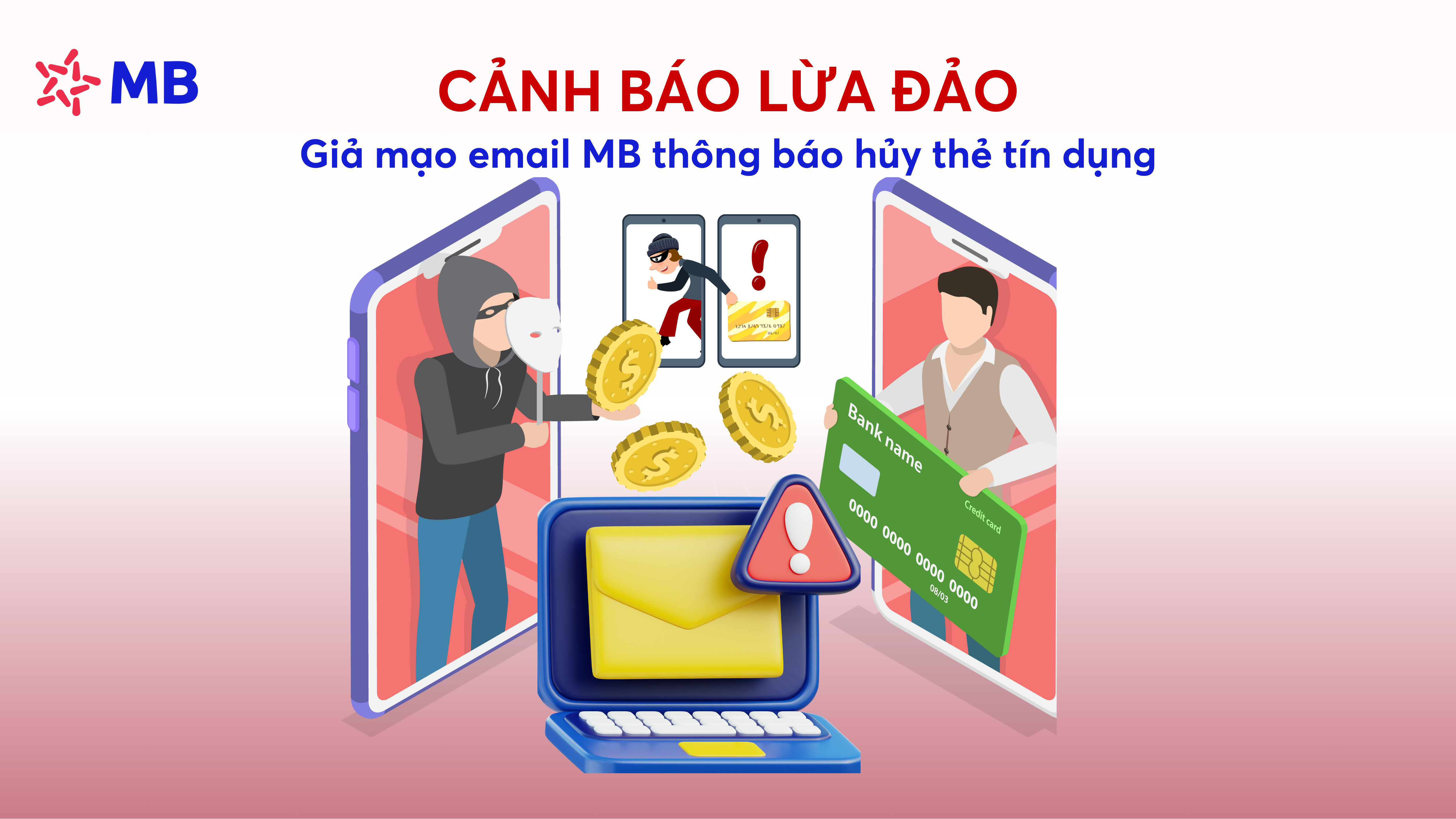 Hình minh họa bài viết: Cảnh báo lừa đảo giả mạo email MB thông báo hủy/đóng thẻ tín dụng