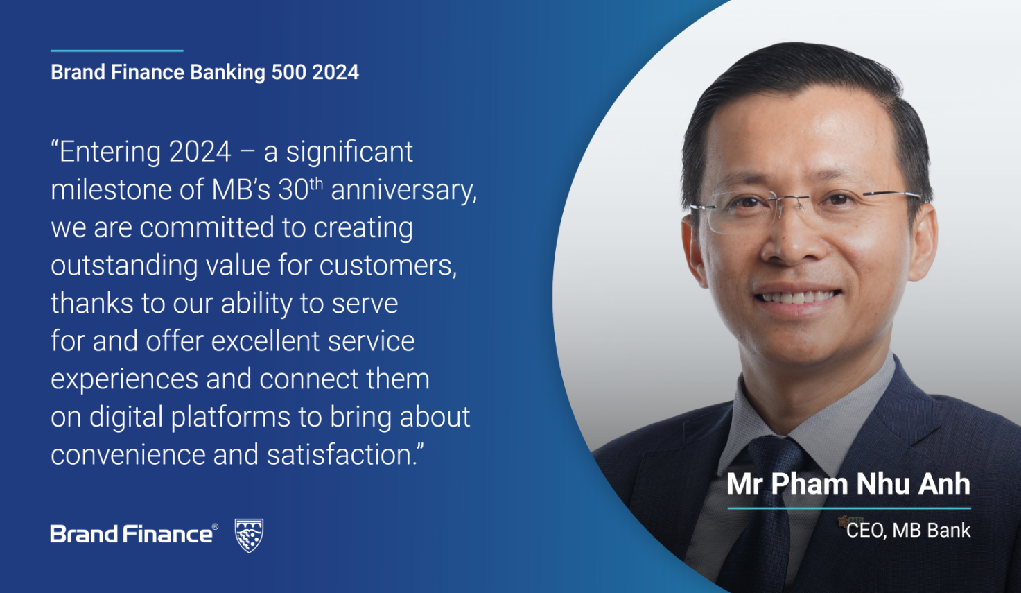 Hình minh họa bài viết: (BRAND FINANCE) Báo cáo Top 500 ngân hàng 2024: phát biểu của ông Phạm Như Ánh, Tổng Giám Đốc MB về hành trình chuyển đổi số và phát triển bền vững của ngân hàng